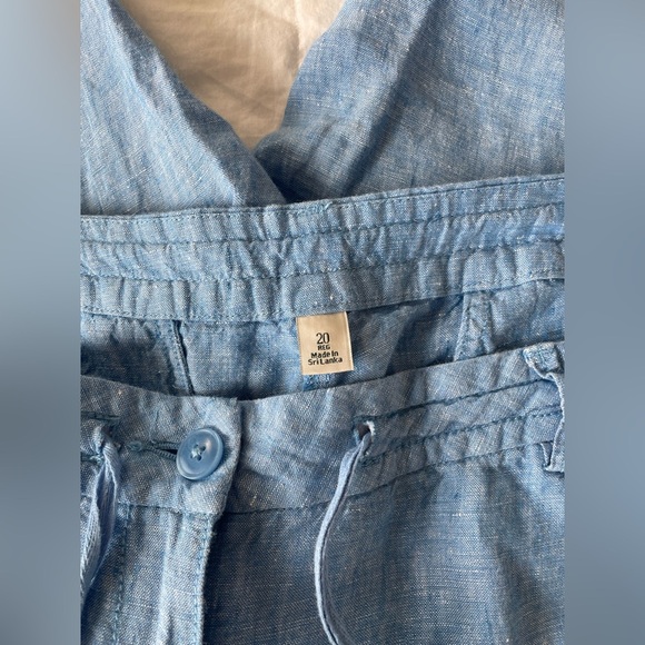 L.L. Bean chambray blue 100% linen pants elastic tie waist | 18 - Picture 8 of 13